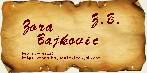 Zora Bajković vizit kartica
